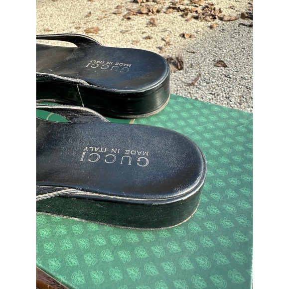 Gucci Black Leather Thong Sandals Womens Size 5.5 B Made in Italy - Picture 6 of 11